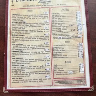 menu