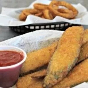 onion rings and ketchup