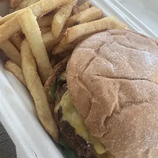 OG burger with the works with added fries