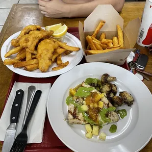 Wow! Fish and Chips and Swordfish Steak!