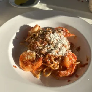 Gamberoni con Spaghetti fra Diavolo