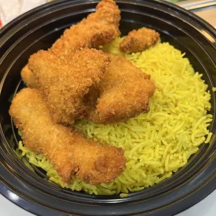 Chicken Tenders and Yellow Basmati rice bowl