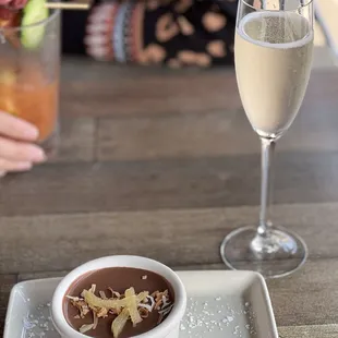 Chocolate Coconut Mousse and Prosecco