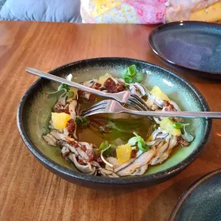 White anchovies with chorizo vinaigrette