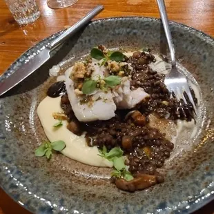 Halibut with mushrooms