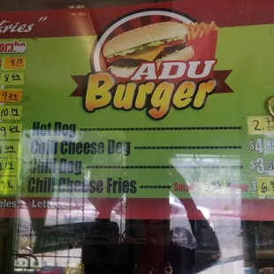 the menu of a fast food restaurant