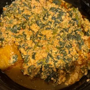 Egusi stew with tofu and mushroom