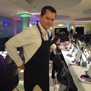 Picasso, I mean Justin, at Wine &amp; Canvas mini class!