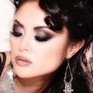 a woman with long black hair