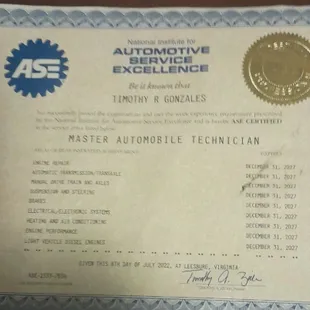 Master Automobile Technician