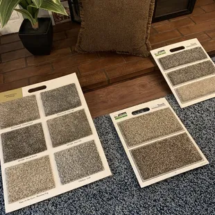 Yay! Got to bring a few samples home to help with the decision making.