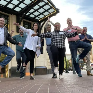 Fun time running around town with team building event!