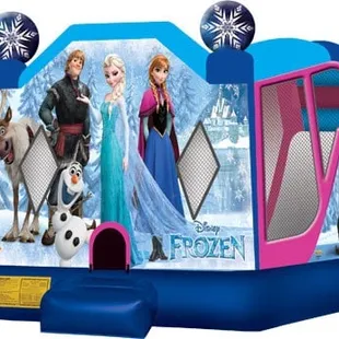 Disney Frozen bounce house with slide and basketball hoop inside!!