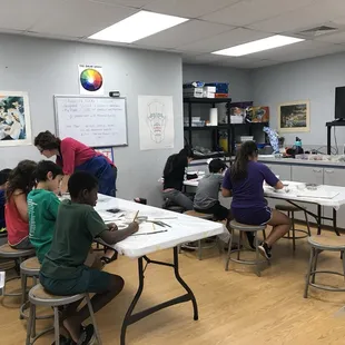 Ms. Allison has AMAZING patience! Every student is working on a different drawing but she is able to help them all.