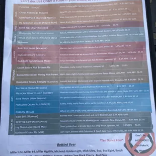 Beer menu