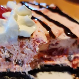 Cherry chocolate cheesecake. I started eating the dessert of the month before remembering to take a photo.