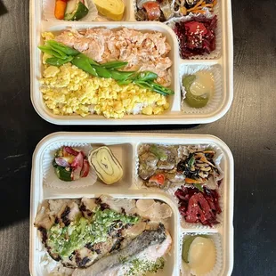 Fresh combo salmon/chicken bento and salmon egg bento