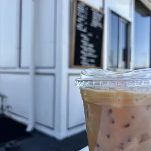 Iced Antenna latte with almond milk