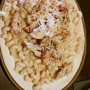 Blackened chicken alfredo with shrimp