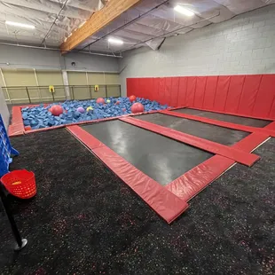 Ginormous foam pit filled with bright, colorful foam cubes &amp; balls awaits the next champion !