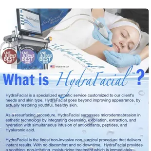 I offer Hydrafacial at Aesthetics by Tati