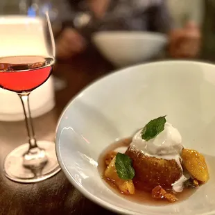 Hoecake with lavender ice cream