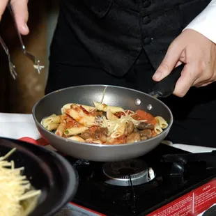 Pasta station at a wedding