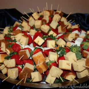 Strawberry shortcake skewer by Affordable Catering. Perfect for your dessert table!