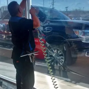 Javier tinting glass .