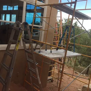 Preparing scaffolding.