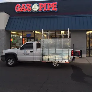 Getting ready to install insulated glass units for this store.