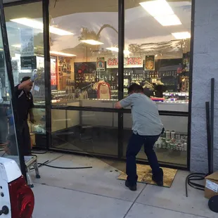 Installing a insulated glass unit.