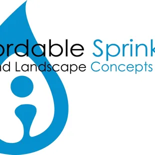 a drop of water with the words affordable sprinklers and landscape concepts