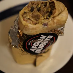 Golden Steak Burrito. Huge and freestanding