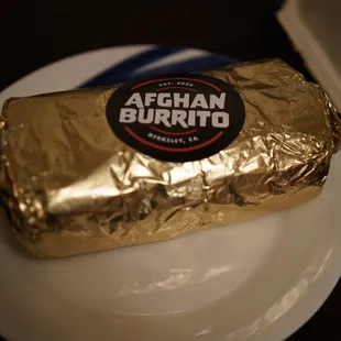 Golden Steak Burrito in the wrapper