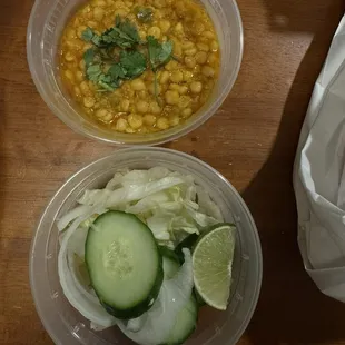 Lentils and onions and cucumber