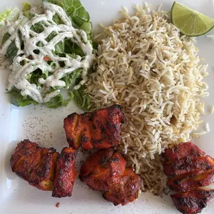 Chicken kabob is delicious! Lil Spicy