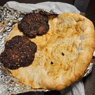 Chabli kabob with naan (takeout)