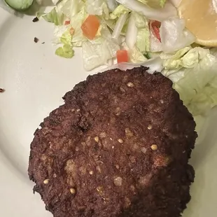 a burger and a salad