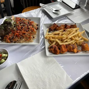 Kabuli Pilov and Chicken Kabobs.