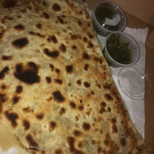 Bolani and green sauce. Delicious!!