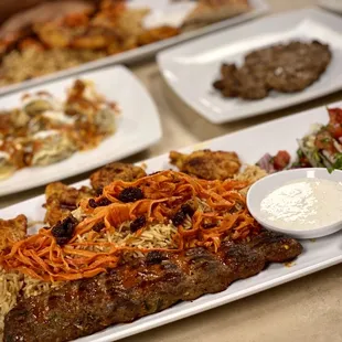 Combination #1, Mantu Platter and beef Chapli Kabob