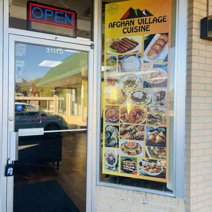 the entrance to the restaurant