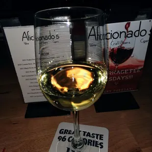 a glass of wine on a coaster