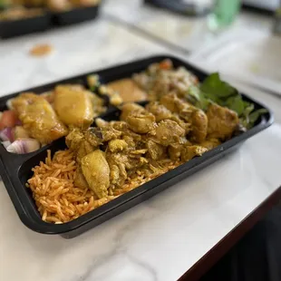 a tray of food on a table