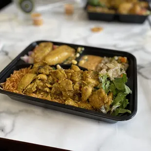 a tray of food on a table
