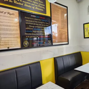 the seating area of the restaurant