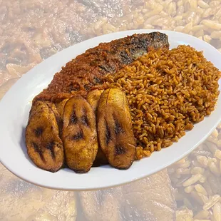 Tasty Jollof Rice and Fish.