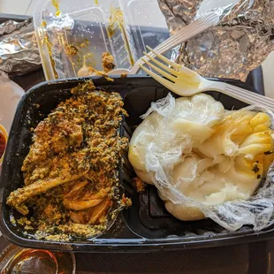 Fufu and Chicken Egusi stew