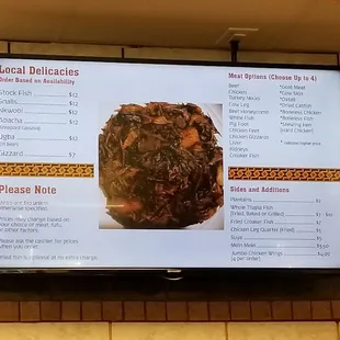 a menu on a flat screen tv